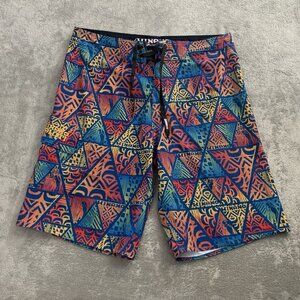 Hinano Tahiti Board Shorts Men's 32x10” Geometric All Over Graphic Print Swim